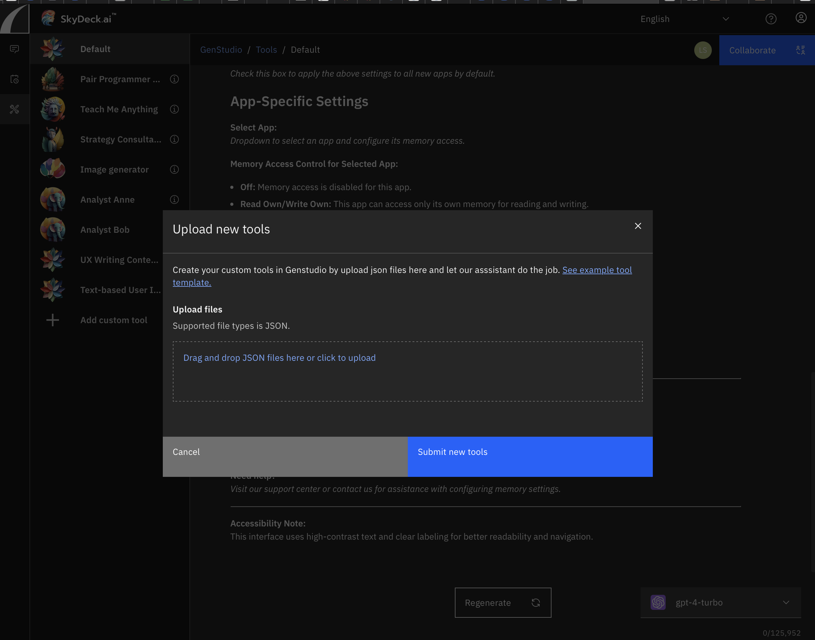 사용자 정의 도구 업로드