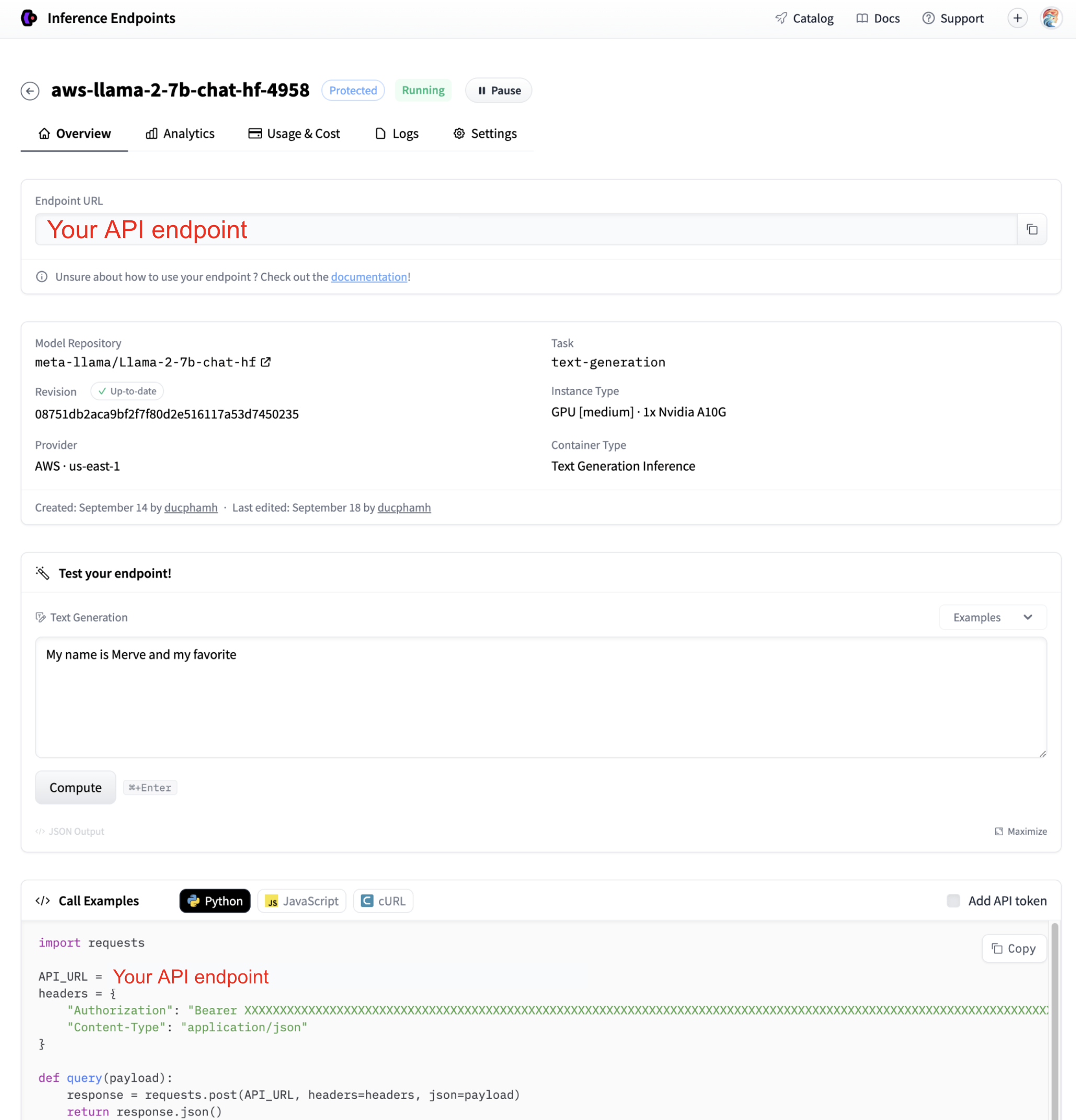 huggingface 배포 인터페이스