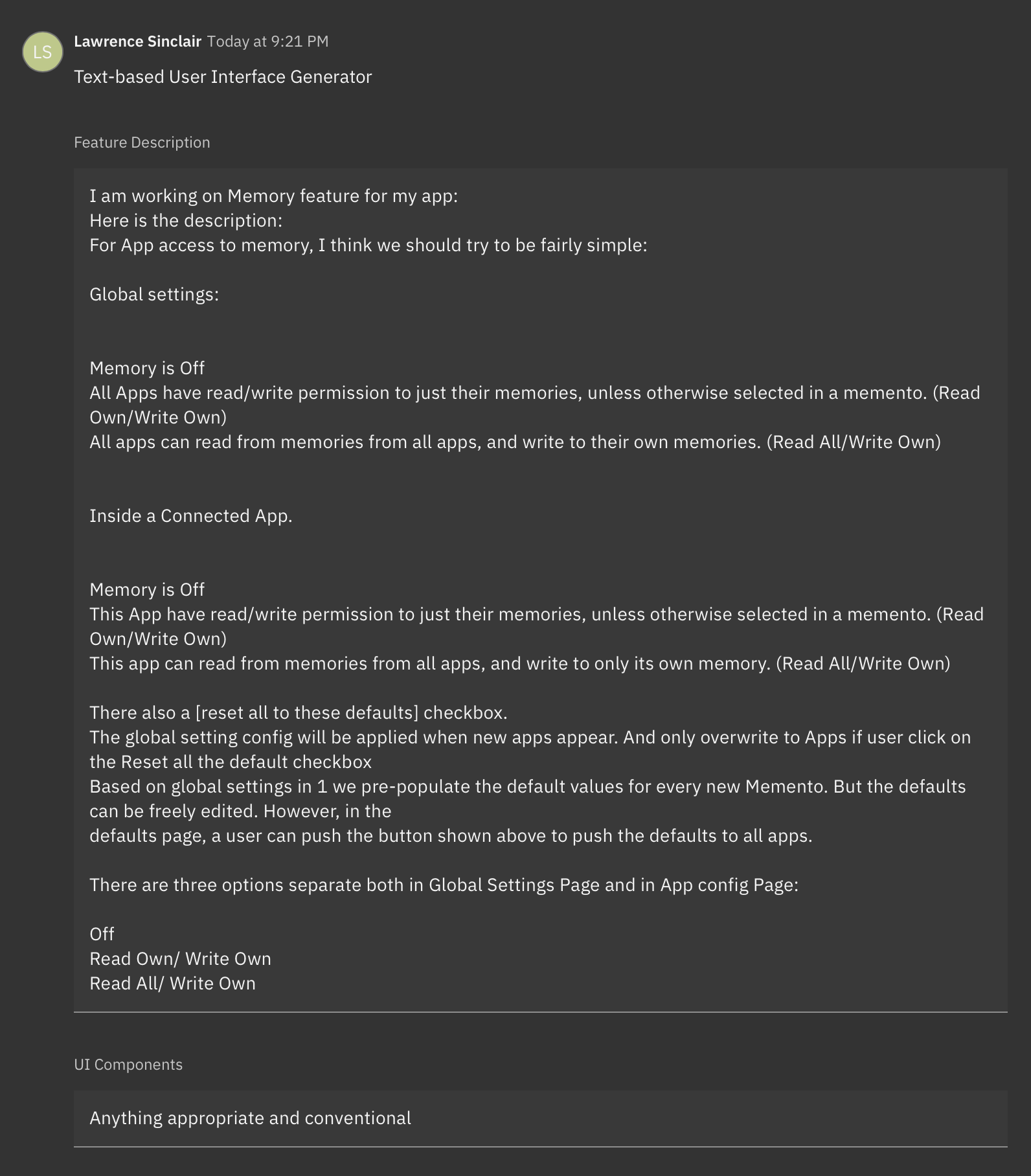 텍스트 기반 UI 생성기 샘플 입력